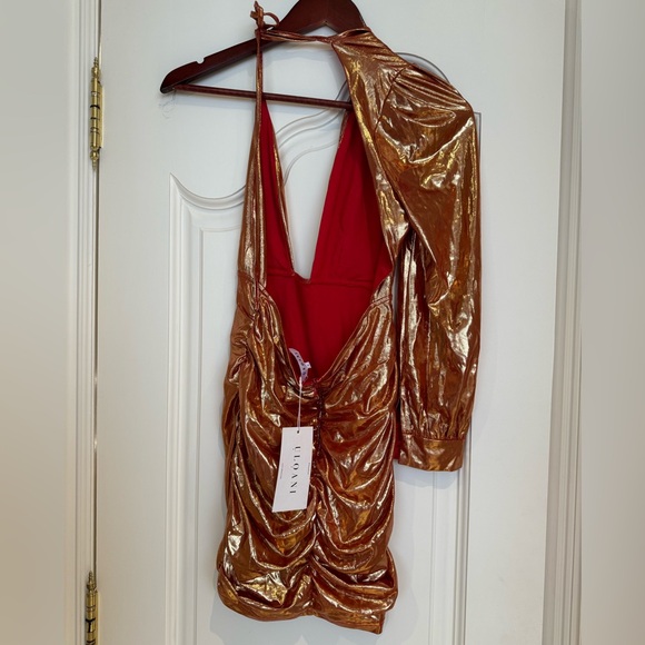 Backless Metallic Gold Dress - Picture 2 of 3